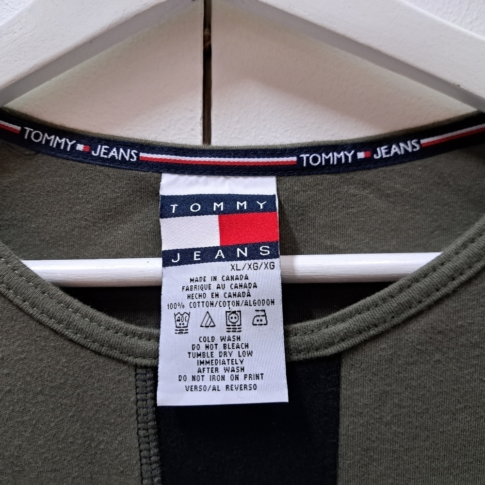 Tommy Hilfiger Tommy Jeans Mens Vintage T-Shirt Tee 90s Long Sleeve HQ Cotton XL - Picture 2 of 7